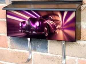 Purple Retro Ride High Speed Time Travel Through The Time Tunnel 2 Townhouse Mailbox Cover