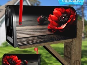 Red Poppy As A Symbol Of Memory For The Fallen In The War Decorative Rural Farm Mailbox Cover