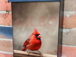 Red Cardinal On Wood Plank Colonial Mailbox Cover