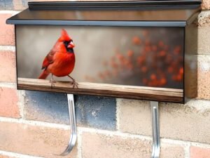 Red Cardinal On Wood Plank Townhouse Mailbox Cover