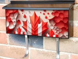 Canada Day Red and White Maple Leaves Townhouse Mailbox Cover