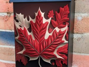 Red and White Canada Day Maple Leaf 2 Colonial Mailbox Cover