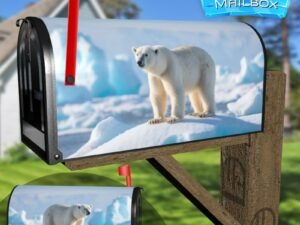 Polar Bear On Iceberg In Its Natural Habitat In The Arctic Decorative Rural Farm Mailbox Cover