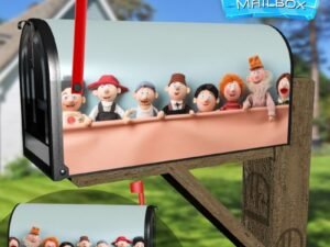 Colorful Group Of Puppets Dolls Decorative Rural Farm Mailbox Cover