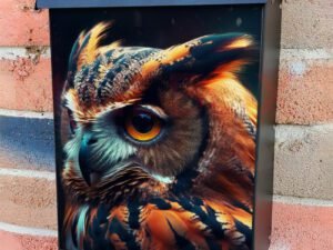 Owl Face Portrait Colonial Mailbox Cover