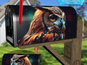 Owl Face Portrait Decorative Rural Farm Mailbox Cover