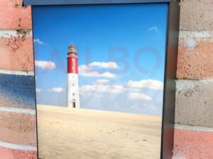 Old Lighthouse Searchlight Beam Through Mariner Colonial Mailbox Cover