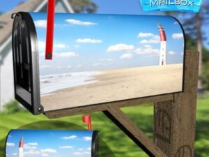 Old Lighthouse Searchlight Beam Through Mariner Decorative Rural Farm Mailbox Cover