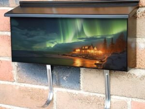 Northern Lights Sky Magical View Townhouse Mailbox Cover