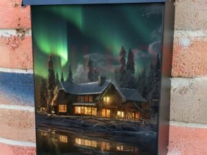 Northern Lights Sky Magical Winter Scene Colonial Mailbox Cover