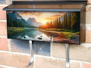 Panoramic Mountain Lake At Sunset Townhouse Mailbox Cover