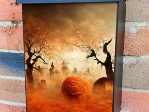 Magical Halloween Night Scene Colonial Mailbox Cover