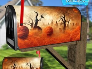 Magical Halloween Night Scene Decorative Rural Farm Mailbox Cover