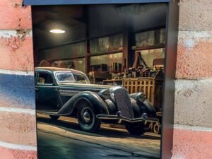 Luxury Veteran Car In Garage in the Garage Colonial Mailbox Cover