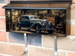 Luxury Veteran Car In Garage in the Garage Townhouse Mailbox Cover
