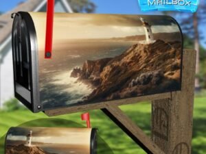 Lighthouse On The Coast before Storm coming Decorative Rural Farm Mailbox Cover