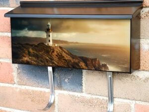Lighthouse On The Coast before Storm coming Townhouse Mailbox Cover