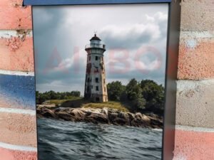Lighthouse on a Small Green Island Colonial Mailbox Cover