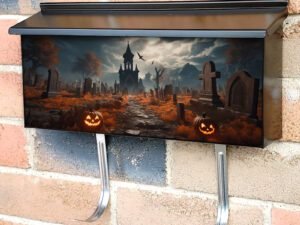 Night Jack O Lanterns Around A Spooky Cemetery Townhouse Mailbox Cover