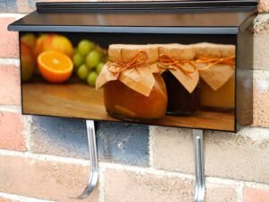 Home Made Jam Jars With Marmalade and some Fruits Townhouse Mailbox Cover
