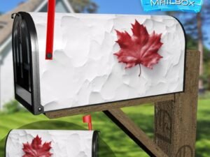 Happy Canada Day Red Silk Maple Leaf On White Textured Wall Decorative Rural Farm Mailbox Cover