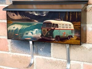 Going On Vacation In A Van By A Beautiful Lake between Hills Townhouse Mailbox Cover