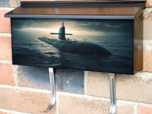 Military Nuclear Submarine Floating In The Middle of the Ocean Townhouse Mailbox Cover