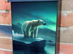 Lonely White Polar Bear On Iceberg Colonial Mailbox Cover