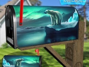 Lonely White Polar Bear On Iceberg Decorative Rural Farm Mailbox Cover