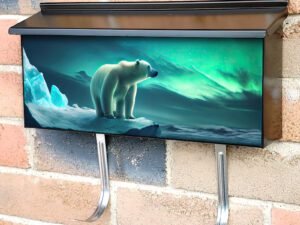 Lonely White Polar Bear On Iceberg Townhouse Mailbox Cover