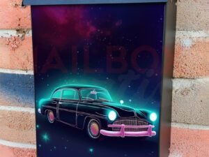 Futuristic Retro Car In Space Galaxy 3 Colonial Mailbox Cover