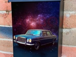 Futuristic Retro Car In Space Galaxy 4 Colonial Mailbox Cover