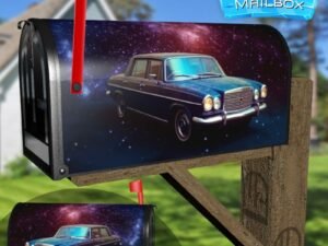 Futuristic Retro Car In Space Galaxy 4 Decorative Rural Farm Mailbox Cover