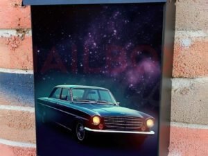 Futuristic Retro Car In Space Galaxy 5 Colonial Mailbox Cover