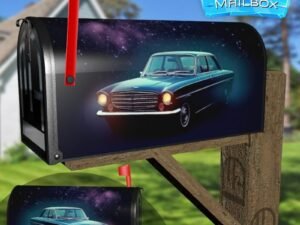Futuristic Retro Car In Space Galaxy 5 Decorative Rural Farm Mailbox Cover