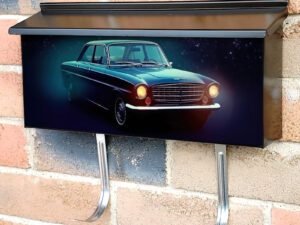 Futuristic Retro Car In Space Galaxy 5 Townhouse Mailbox Cover