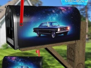 Futuristic Retro Car In Space Galaxy 6 Decorative Rural Farm Mailbox Cover