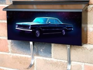 Futuristic Retro Car In Space Galaxy 7 Townhouse Mailbox Cover