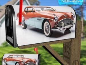 Elegant Classic Car With Retro Color Decorative Rural Farm Mailbox Cover