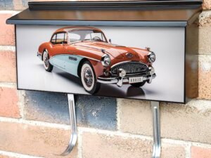 Elegant Classic Car With Retro Color Townhouse Mailbox Cover