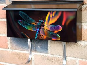 Beautiful and Colorful Dragonfly In Neon Colors Townhouse Mailbox Cover