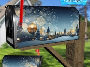 Christmas Decoration with Gold Balls Decorative Rural Farm Mailbox Cover