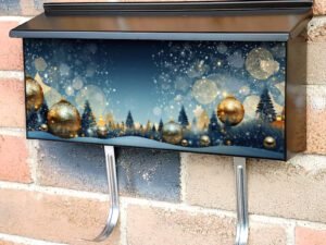 Christmas Decoration with Gold Balls Townhouse Mailbox Cover