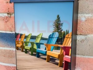Colorful Muskoka Chairs For People To Relax on a Deck Colonial Mailbox Cover