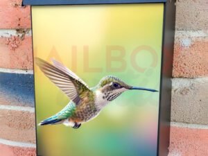 Colorful Hummingbird Flying To Flower For Nectar Colonial Mailbox Cover