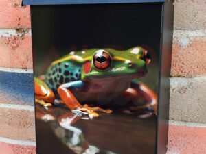 Colorful Frog Perched On A Stone At The Edge Of Water Colonial Mailbox Cover