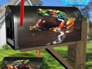 Colorful Frog Perched On A Stone At The Edge Of Water Decorative Rural Farm Mailbox Cover