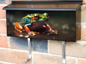 Colorful Frog Perched On A Stone At The Edge Of Water Townhouse Mailbox Cover