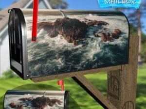 Lighthouse at Coastline Cliffs Eroded By Natural Beauty Spray Decorative Rural Farm Mailbox Cover