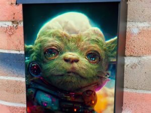 Close Up Of A Stuffed Animal In A Space Suit Colonial Mailbox Cover